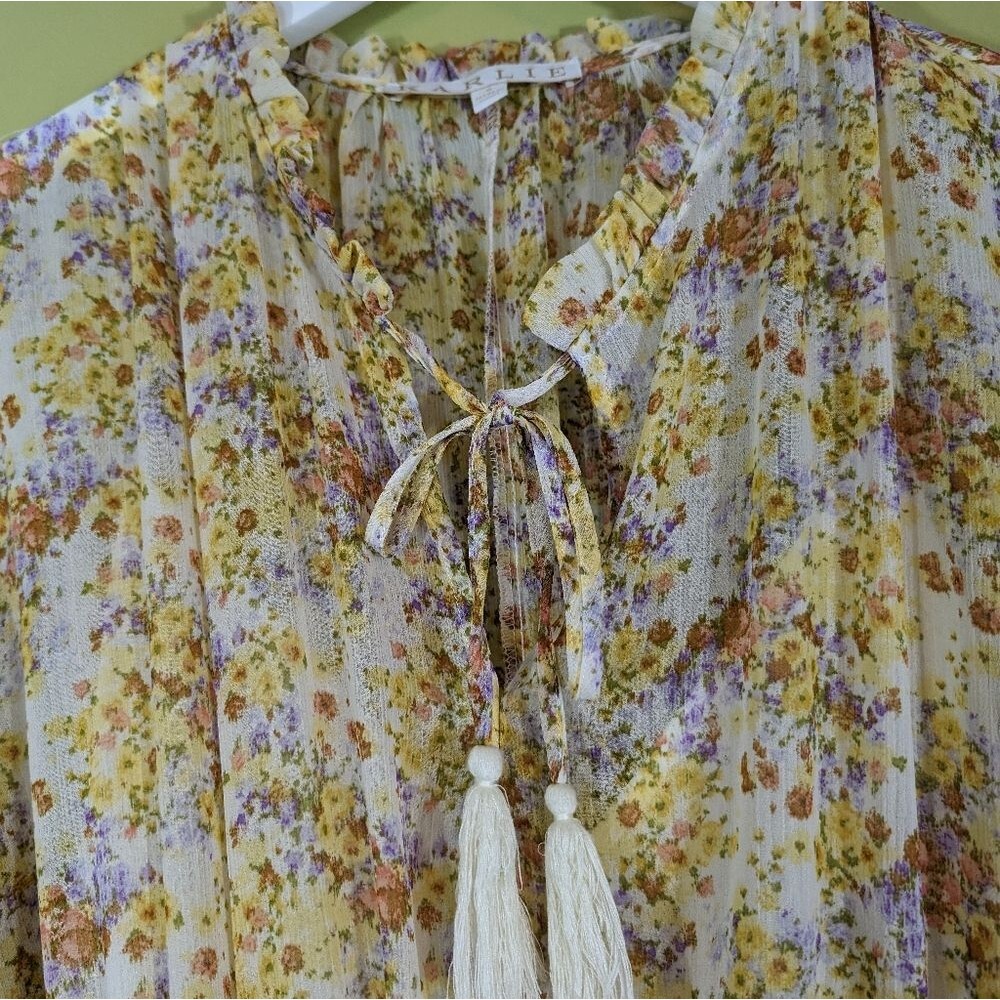 Karlie dress sheer tiered floral spring long sleeve mini S - Picture 8 of 9